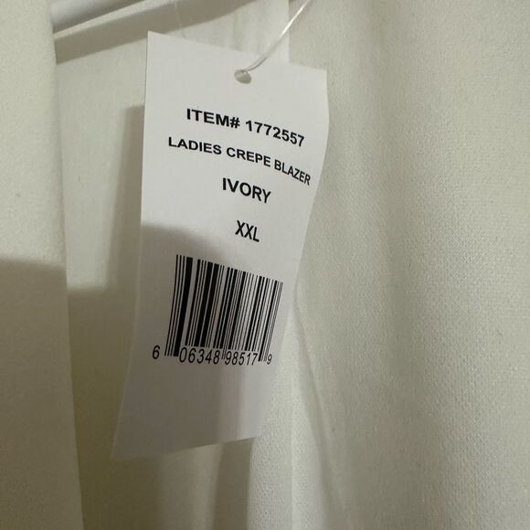 Dakota Blue Womens Blazer XXL Ivory Crepe Open Front Long Sleeve Jacket - Picture 6 of 8